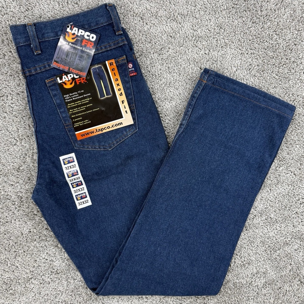 LAPCO FR Jeans Men's 32x32 NWT Relaxed Fit 13 oz Denim Workwear D-Pind